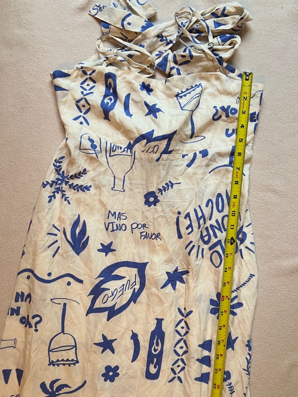 Paper Heart Anthropologie Maxi Dress Vino Tie Back Size S White Blue Summer - Picture 10 of 14